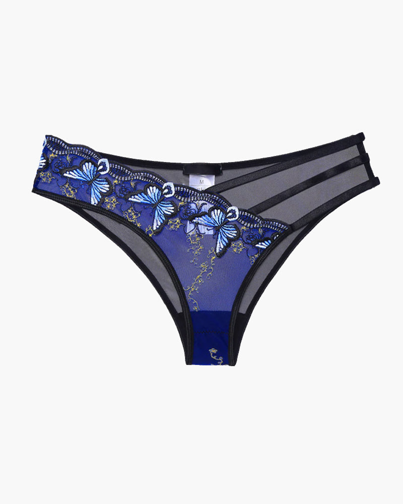 Butterfly Embroidered Mesh Panties