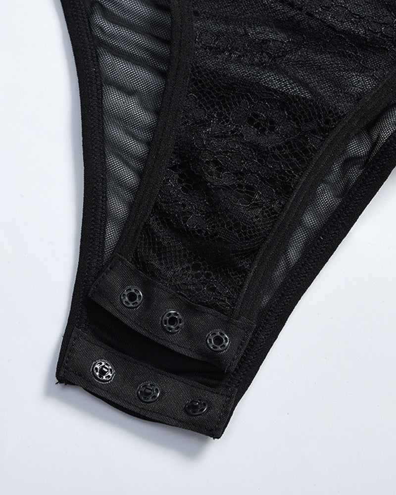 Lace See-through Underwire Shaping Bodysuit Lingerie