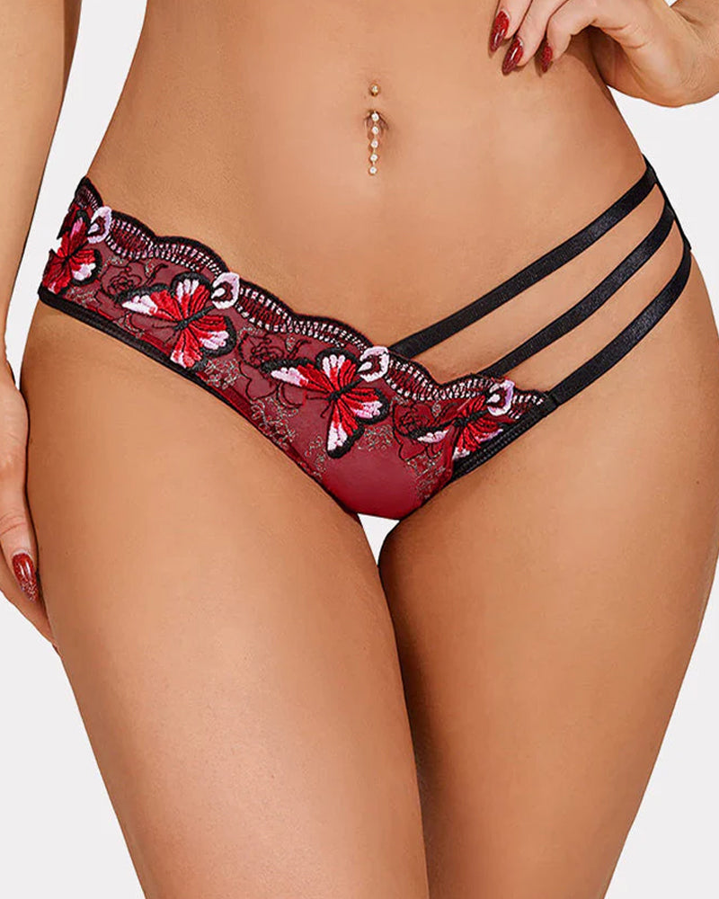 Butterfly Embroidered Mesh Panties