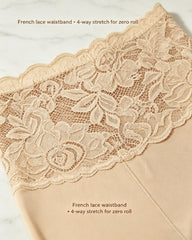 Women's High-Waisted Seamless Tummy Control Lace-Trimmed Elastic Shaping Shorts