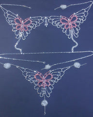 Butterfly Tassel Rhinestone Bra and Panty Body Chain Set