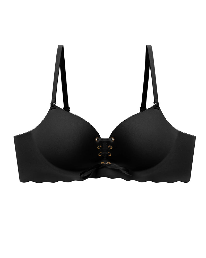 Women's Drawstring Push-Up Detachable Shoulder Straps Wire-Free Comfort Bra