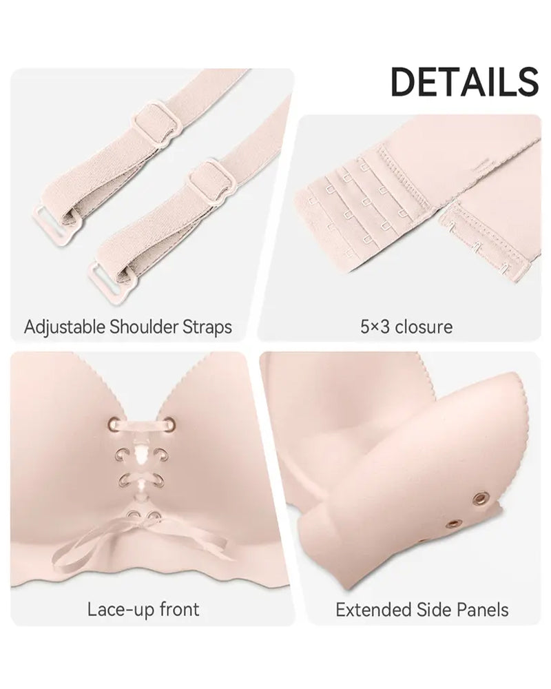 Women's Drawstring Push-Up Detachable Shoulder Straps Wire-Free Comfort Bra
