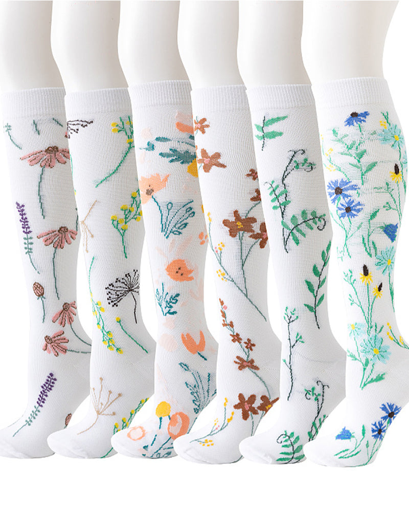 6 Pairs Of High-Elastic Breathable Calf Compression Socks For Sports and Fitness