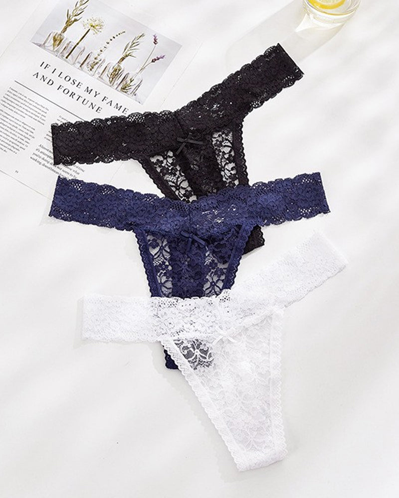 Lace Sheer Low-rise Thong Panties