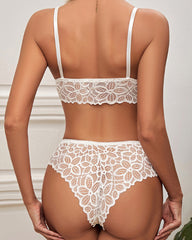 Deep V Lace Wire-Free Push-Up Bra and Panty Set