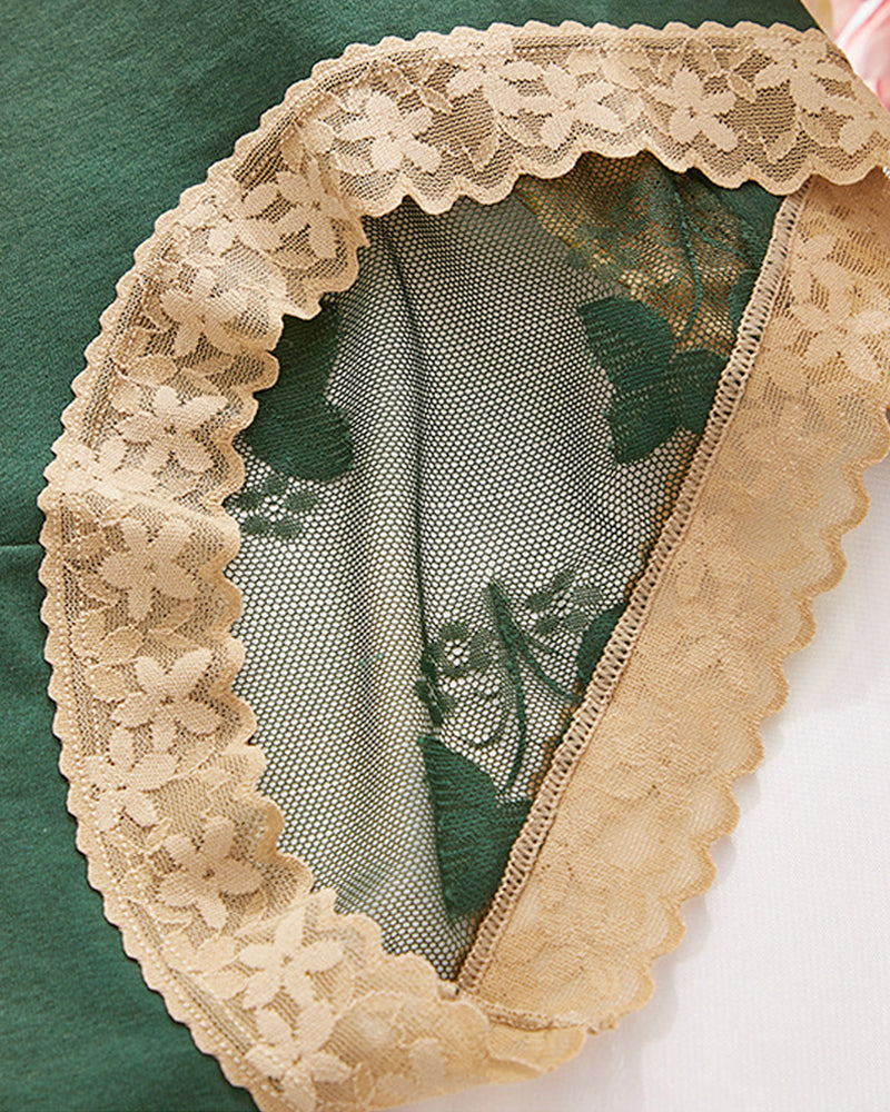 Seamless Breathable See-through Lace Cotton Panties