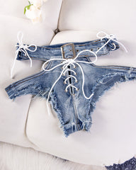 High-waisted Cutout Frayed Skinny Denim Thong