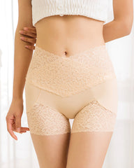 High-waisted Lace Seamless Breathable Tummy Control Antibacterial Crotch Shaping Shorts