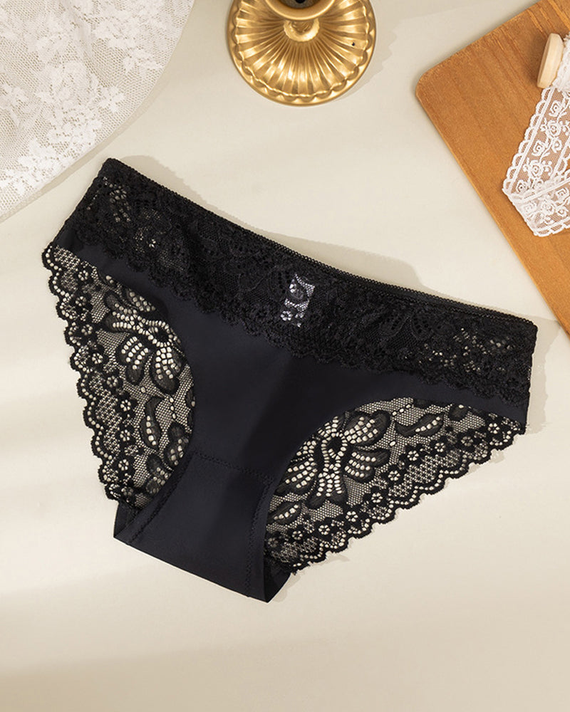 Lace-trimmed Ice Silk Seamless Breathable Panties