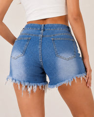 Women's Irregular Ripped Denim Shorts