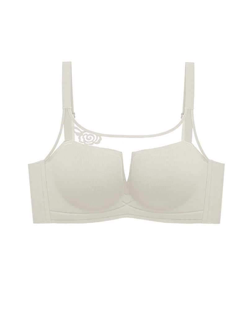 Seamless Push-up Anti-sagging Wire-free See-through Mesh Bra