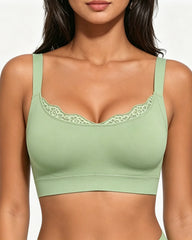 Women's Lace-Trimmed U-Shaped Wire-Free Seamless Comfort Bra
