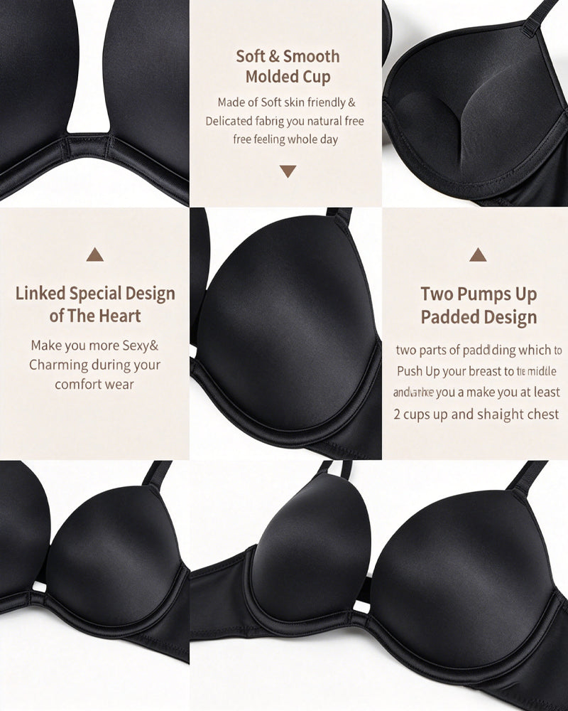 Deep V-neck Push-up Everyday Breathable T-shirt Bra