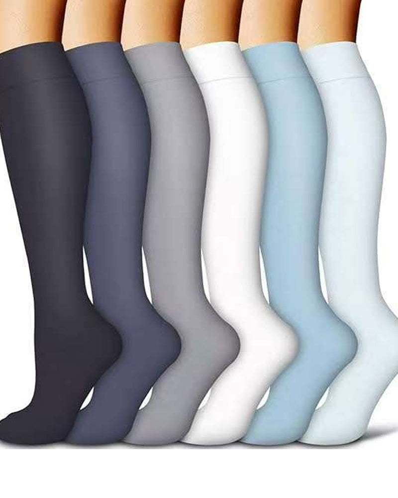 6 Pairs Of High-Elastic Breathable Calf Compression Socks For Sports and Fitness