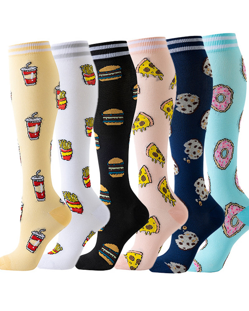 6 Pairs Of High-Elastic Breathable Calf Compression Socks For Sports and Fitness