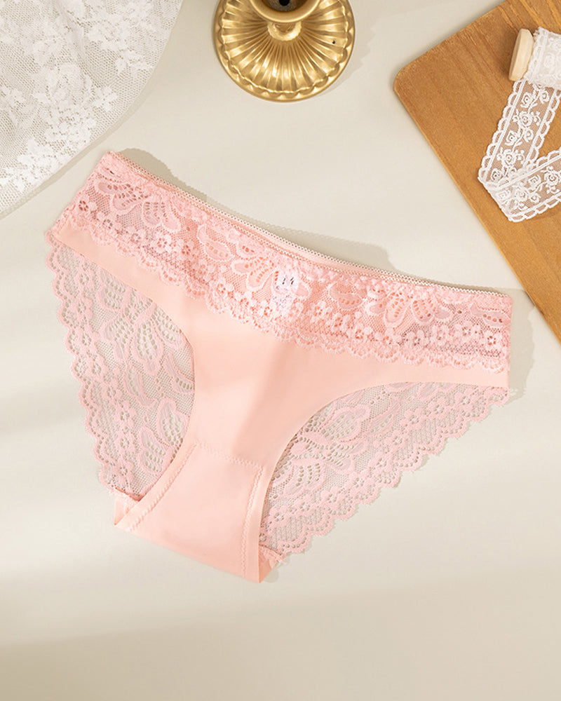 Lace-trimmed Ice Silk Seamless Breathable Panties