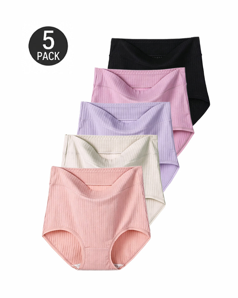 Multi-pack Plus Size High Waist Cotton Ribbed Briefs