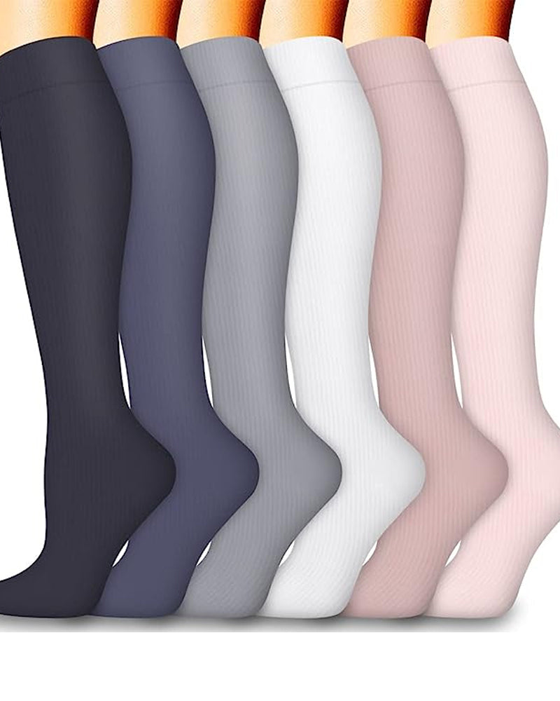6 Pairs Of High-Elastic Breathable Calf Compression Socks For Sports and Fitness