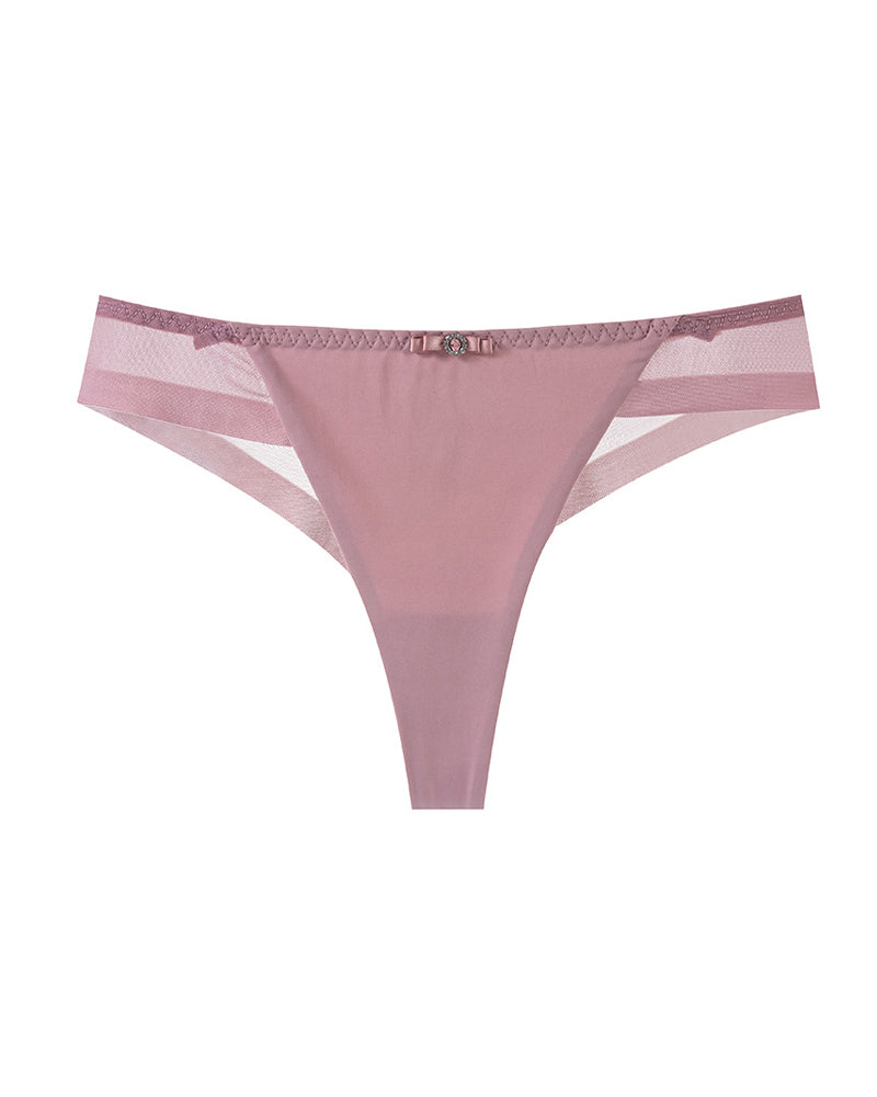 Ice Silk Nude Seamless See-Through Mesh Thong