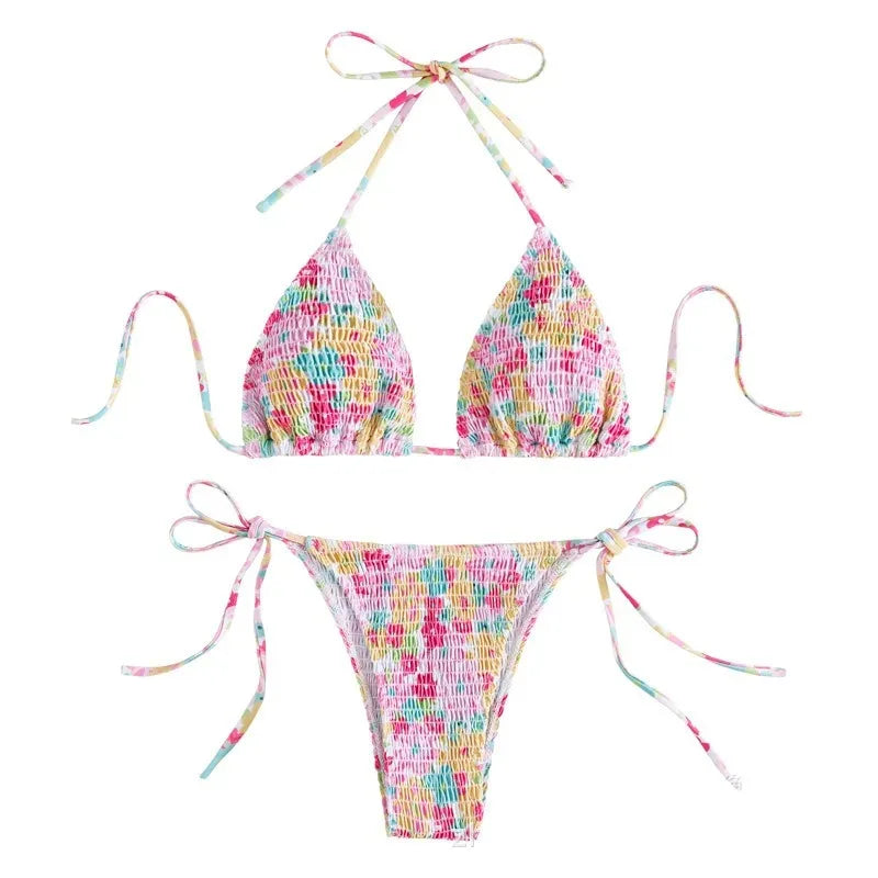 floral print halter bikinis Sets biquini thong Swimsuit Biquini conjunto de bikini tankiniwear
