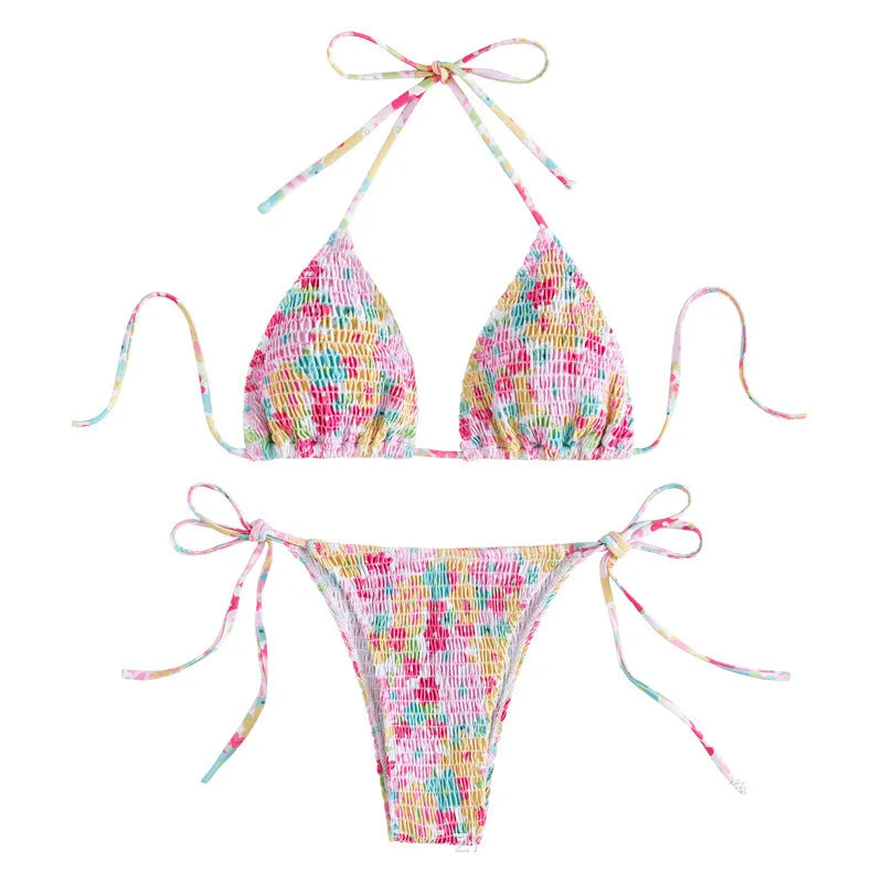 floral print halter bikinis Sets biquini thong Swimsuit Biquini conjunto de bikini tankiniwear