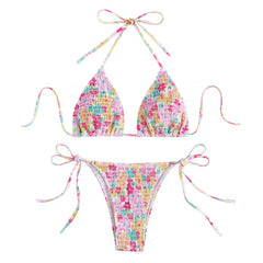 floral print halter bikinis Sets biquini thong Swimsuit Biquini conjunto de bikini tankiniwear