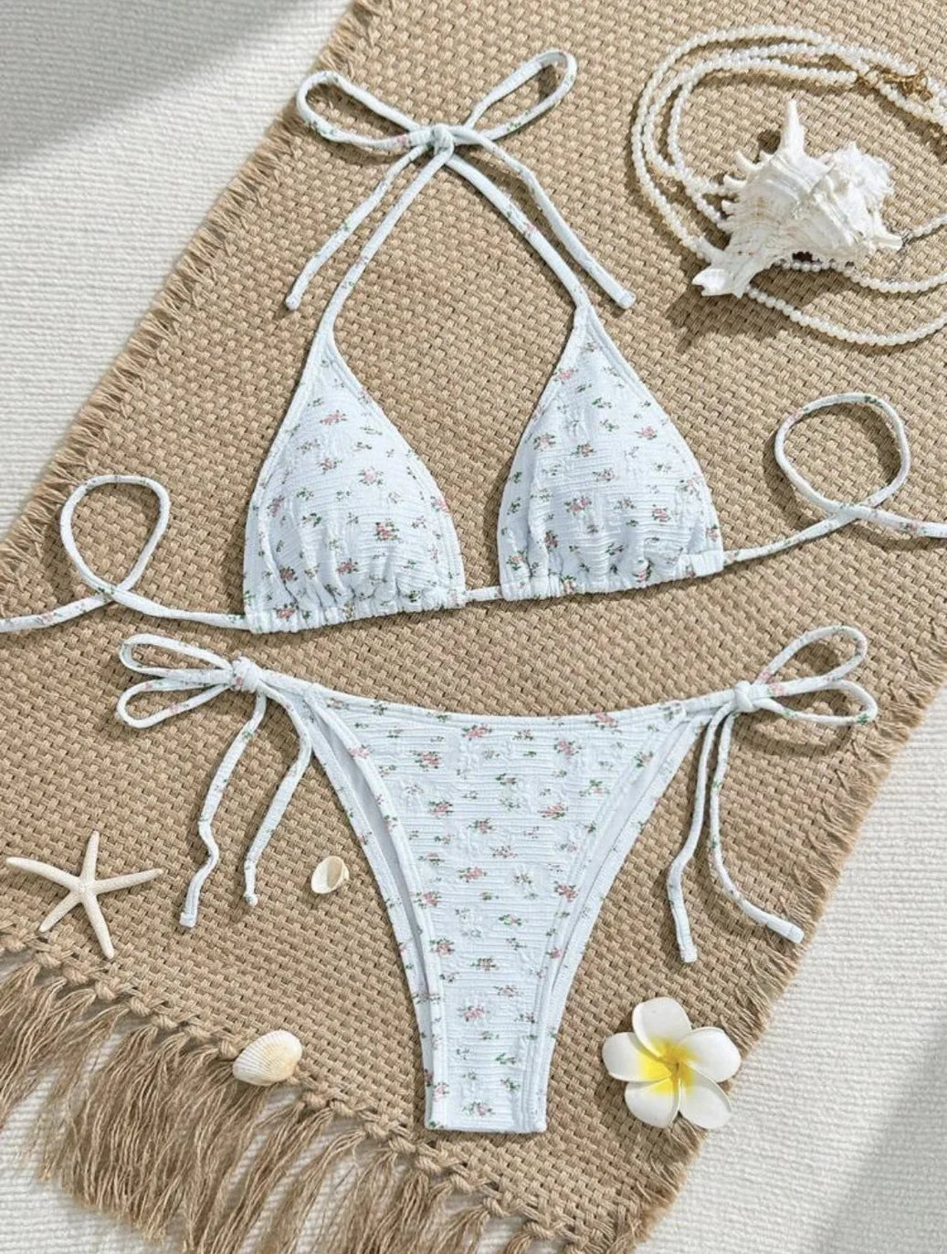 floral print halter bikinis Sets biquini micor string tie Swimsuit Biquini conjunto de bikini tankiniwear