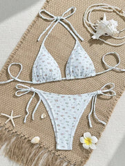 floral print halter bikinis Sets biquini micor string tie Swimsuit Biquini conjunto de bikini tankiniwear
