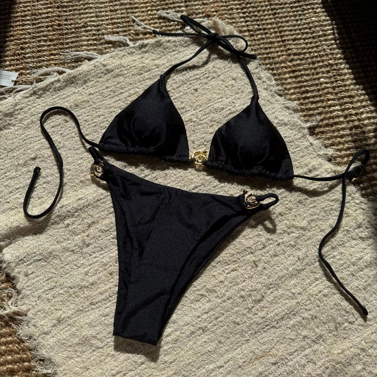 glitter metal halter tie bikinis Sets two pieces thong swimsuit bathingwear biquini bakini tankini trikini