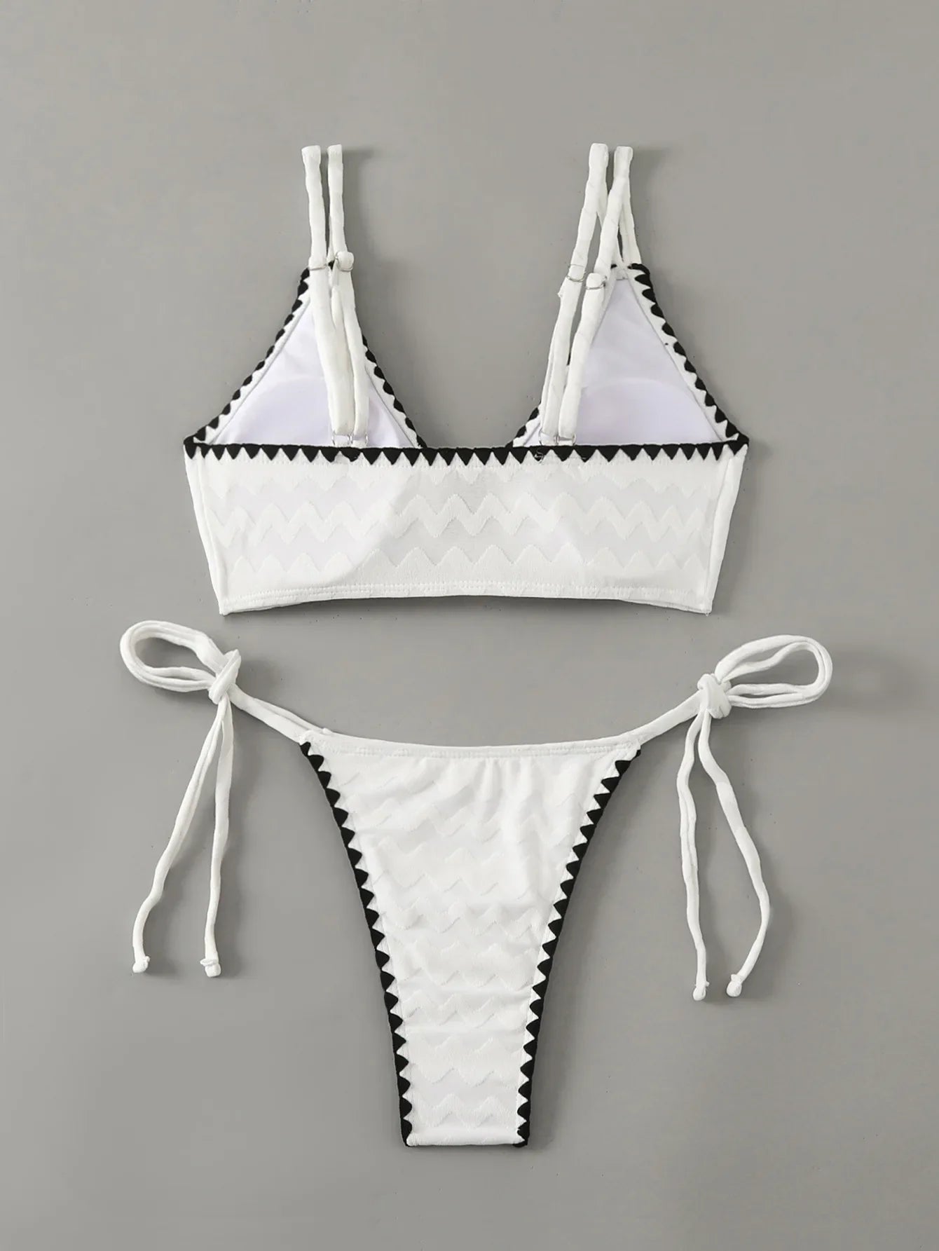 white black patchwork bikinis two pieces wave pattern tie thong bathing suit bikini Swimsuit Biquini tankini