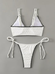 white black patchwork bikinis two pieces wave pattern tie thong bathing suit bikini Swimsuit Biquini tankini