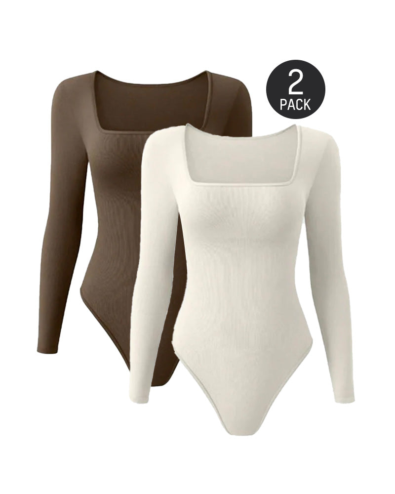 Square Neck Long Sleeve Bodysuits