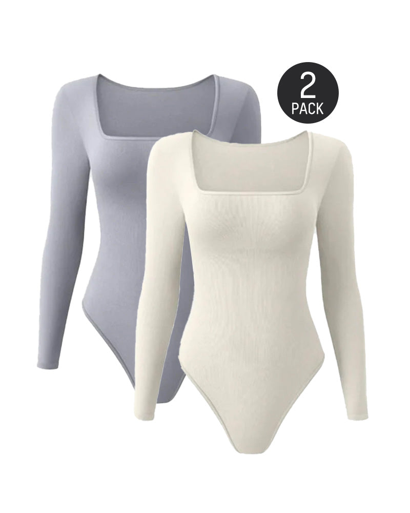 Square Neck Long Sleeve Bodysuits