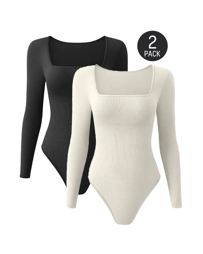 Square Neck Long Sleeve Bodysuits