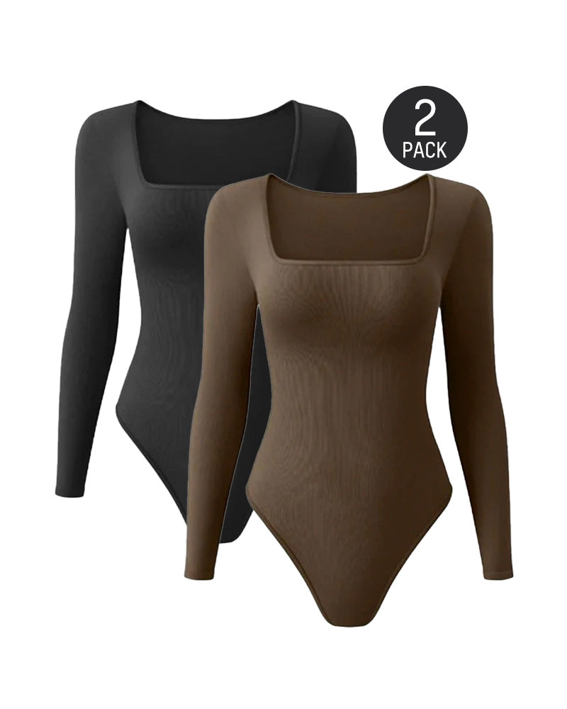 Square Neck Long Sleeve Bodysuits