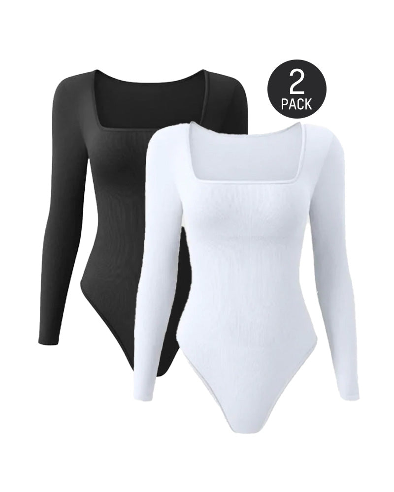 Square Neck Long Sleeve Bodysuits