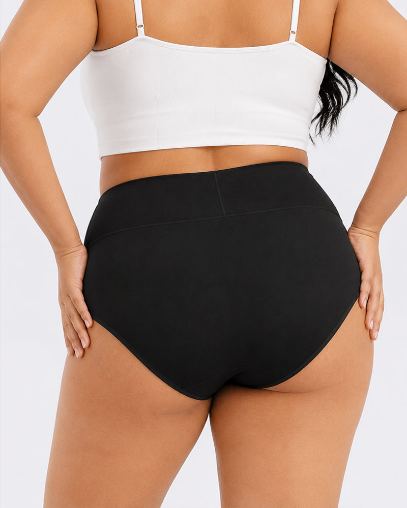 Plus Size High Waist Pure Cotton Breathable Elastic Briefs