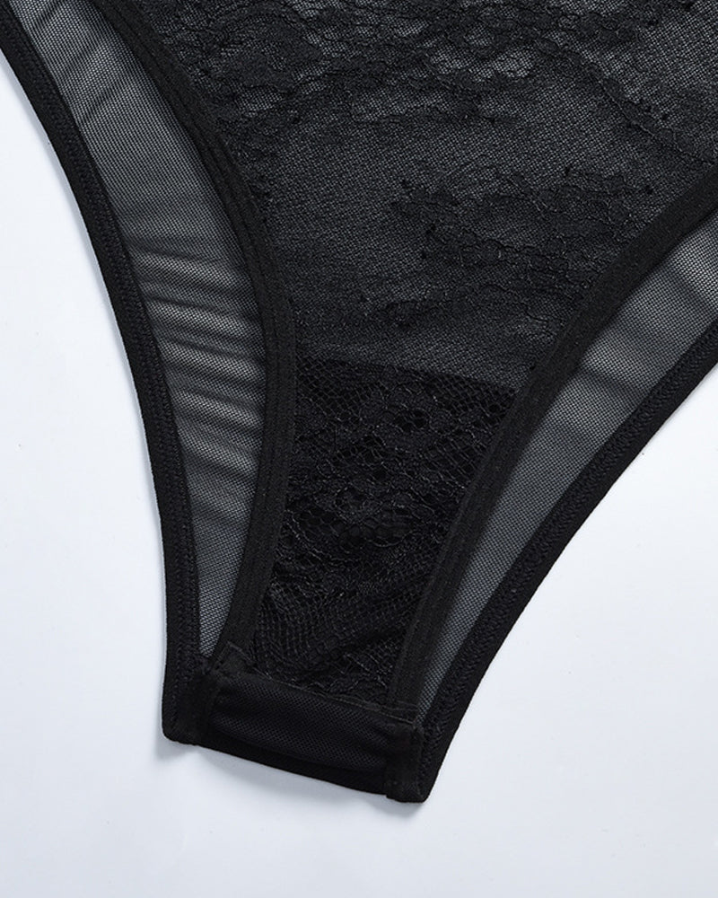 Lace See-through Underwire Shaping Bodysuit Lingerie