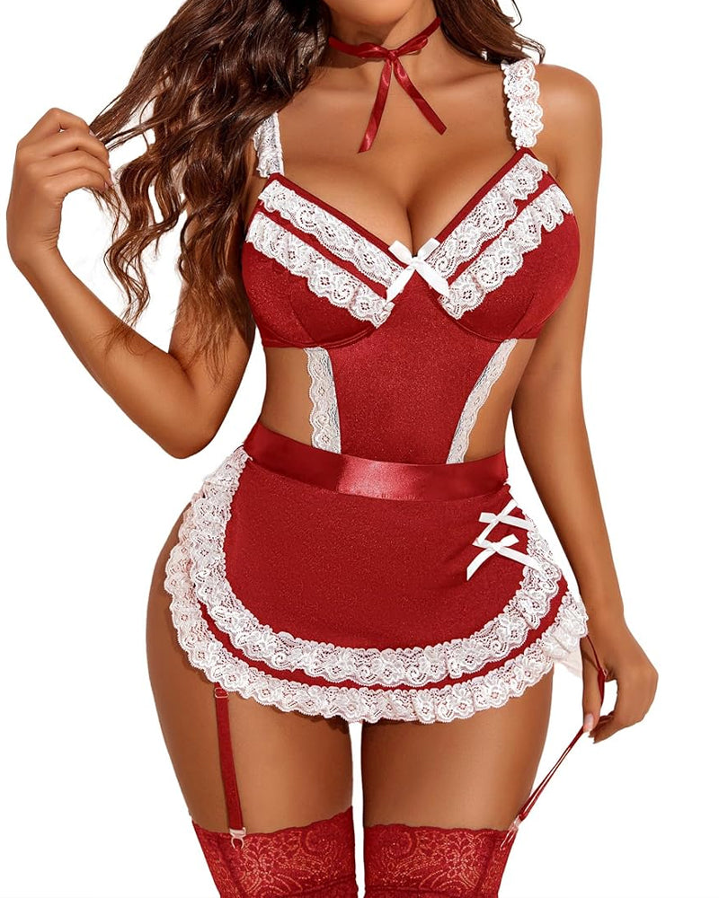 Hollow Backless Maid Uniform Suit