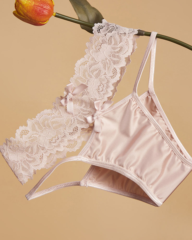 Satin Lace Openwork Breathable Panties