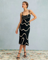 The Black Wave Knit Midi Dress