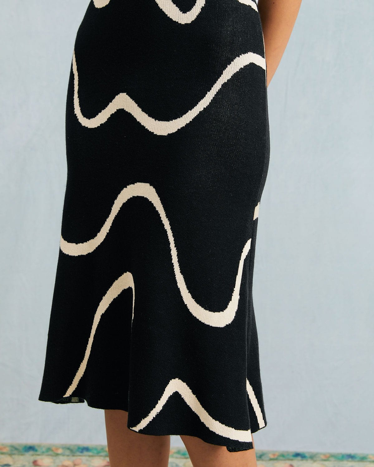 The Black Wave Knit Midi Dress