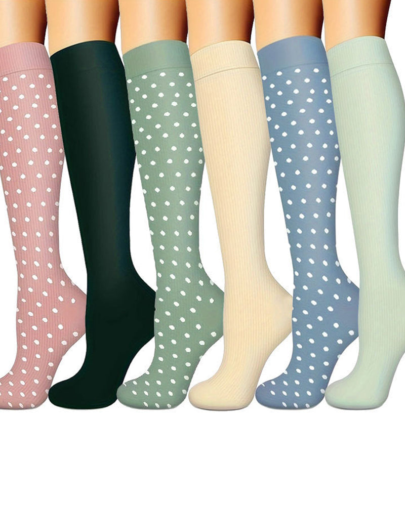 6 Pairs Of High-Elastic Breathable Calf Compression Socks For Sports and Fitness