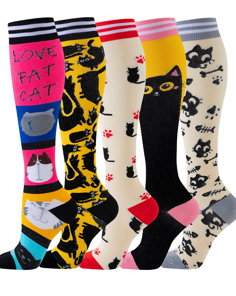 6 Pairs Of High-Elastic Breathable Calf Compression Socks For Sports and Fitness