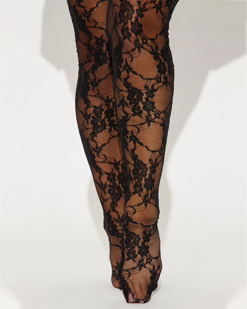 Lace Mesh Strapless Jumpsuit Dress