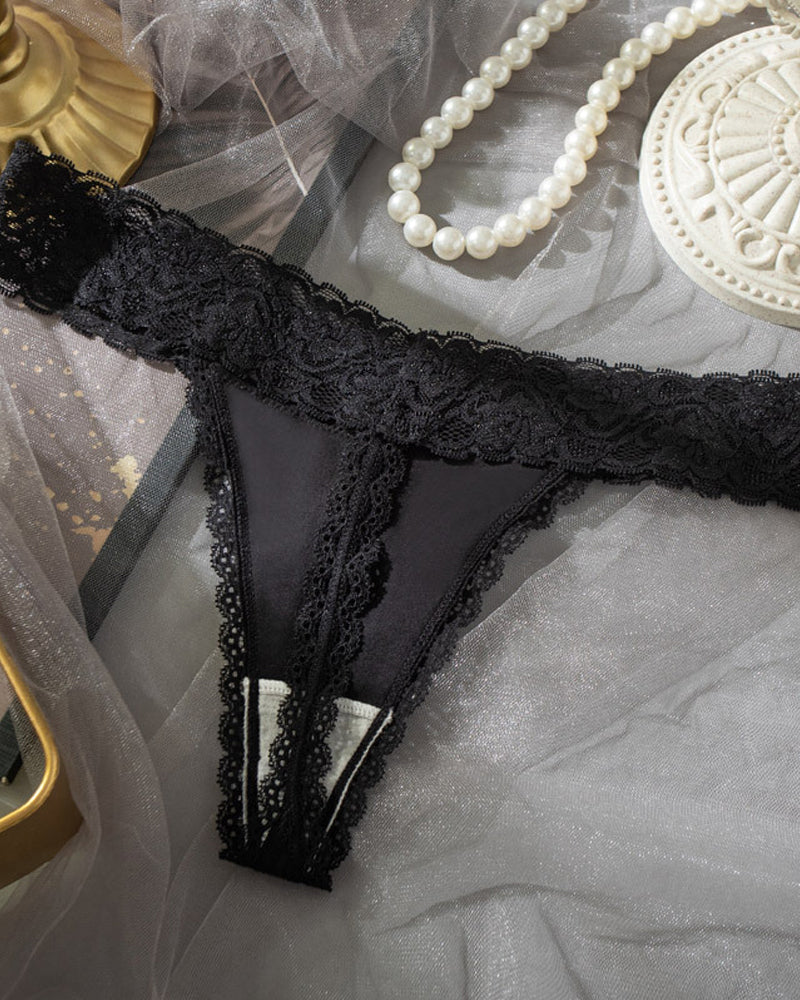 Pure Cotton Lace Low-rise Seamless Thong