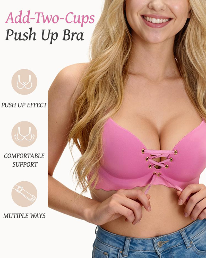 Women's Drawstring Push-Up Detachable Shoulder Straps Wire-Free Comfort Bra