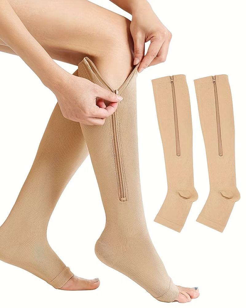 Multi-pack of Zippered Breathable Elastic Compression Stockings