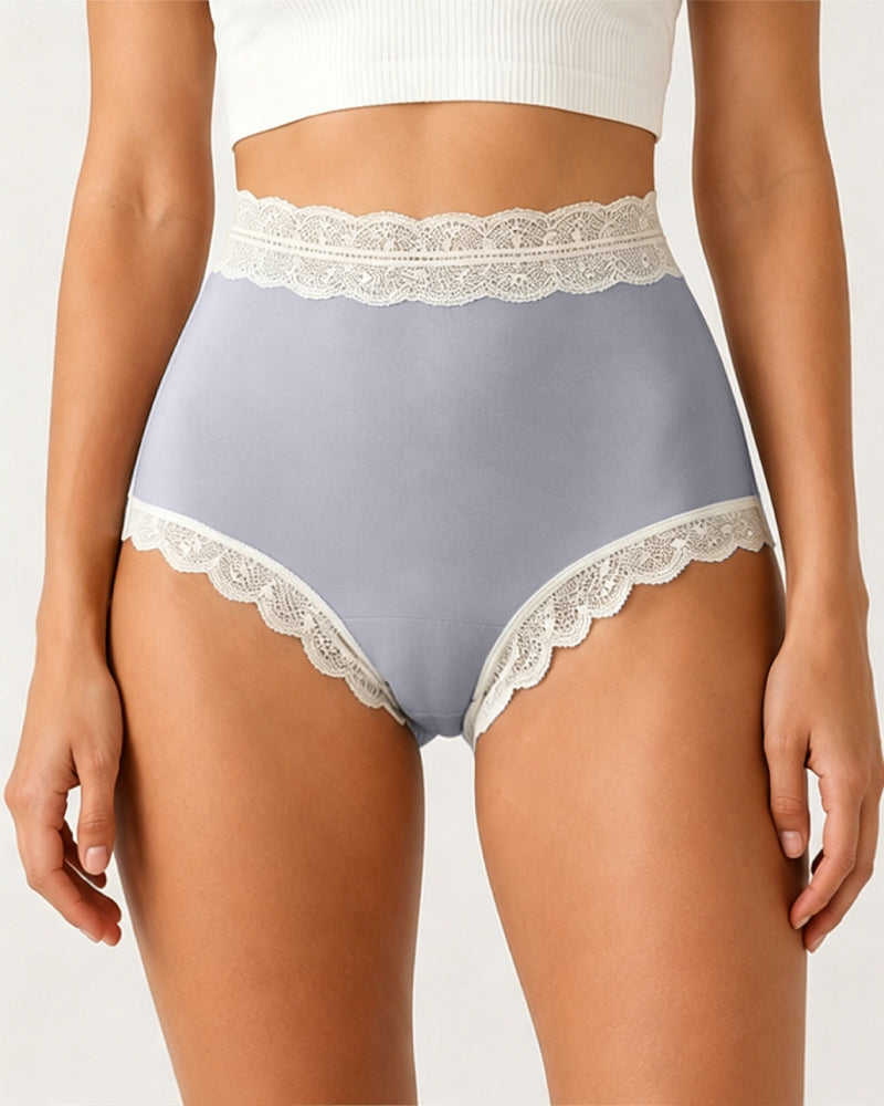 Pure Cotton High Waisted Seamless Lace-trimmed Panties